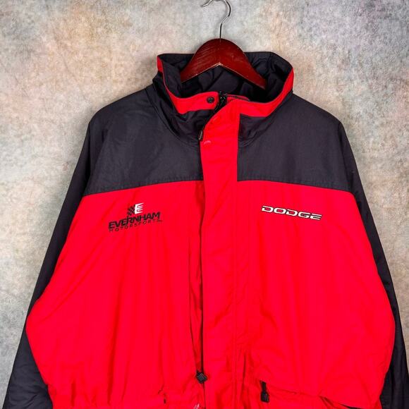 VTG 90s Dodge Ram Puffer Jacket Mens Sz XL Red Black Logo Cars Trucks Diesel - Picture 8 of 8